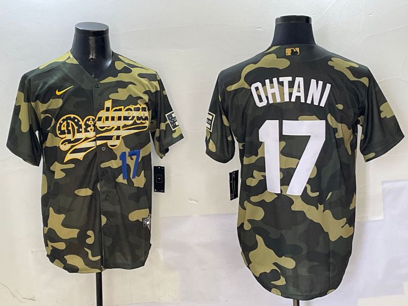 Men Los Angeles Dodgers #17 Ohtani Camo Joint Name 2025 Nike MLB Jersey style 8